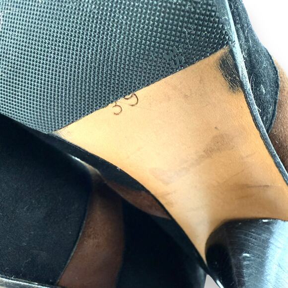 1960's Italian PANCALDI for ERIC COUTURE black and brown suede knee high boots - Picture 8 of 16